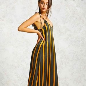 Green and yellow striped dress